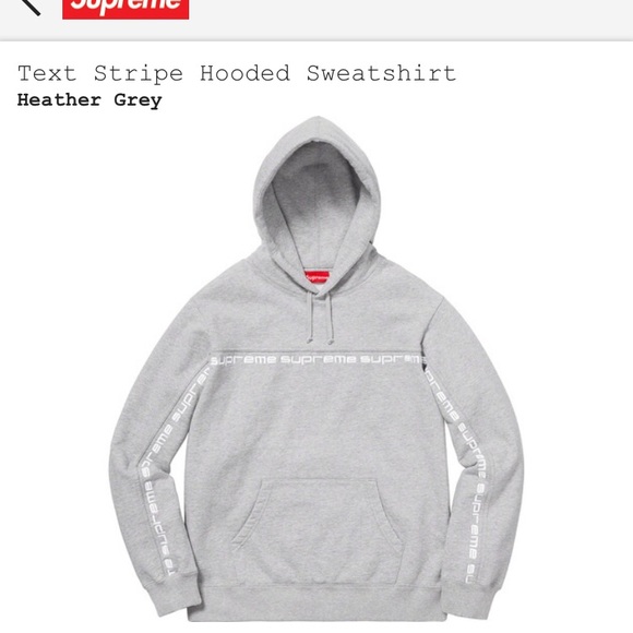 supreme text stripe zip up hooded sweatshirt